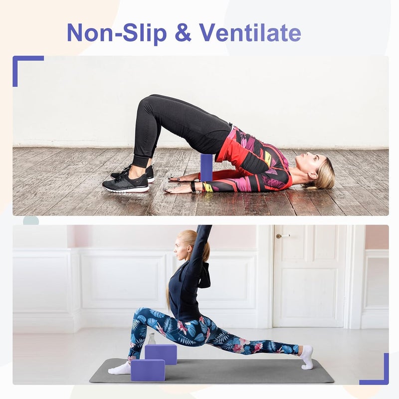 Corsiampoo Yoga Blocks, 9x6x4 Inches, Supportive Eva Foam Blocks, Sturdy Non Slip Yoga Block for Pilates Meditation, Stretching and Toning, Yoga Accessories - Image 4